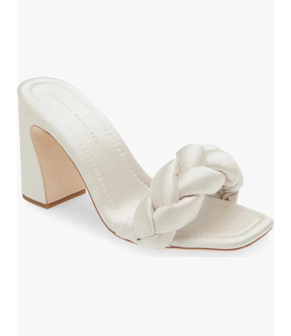 Loeffler Randall Freya Braided Curve Mule Heels in cream